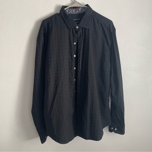 Bugatchi Mens Long Sleeve black window pane shaped fit size large city design - Picture 1 of 11